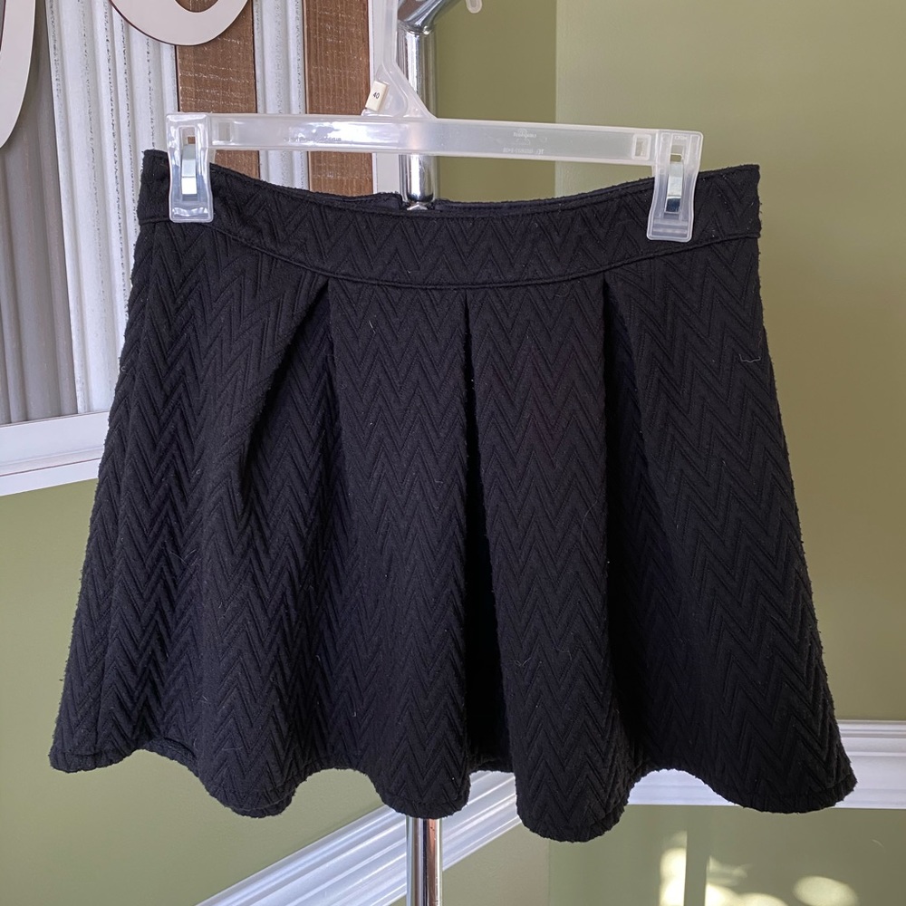 Black, printed, skater skirt from Bethany Mota